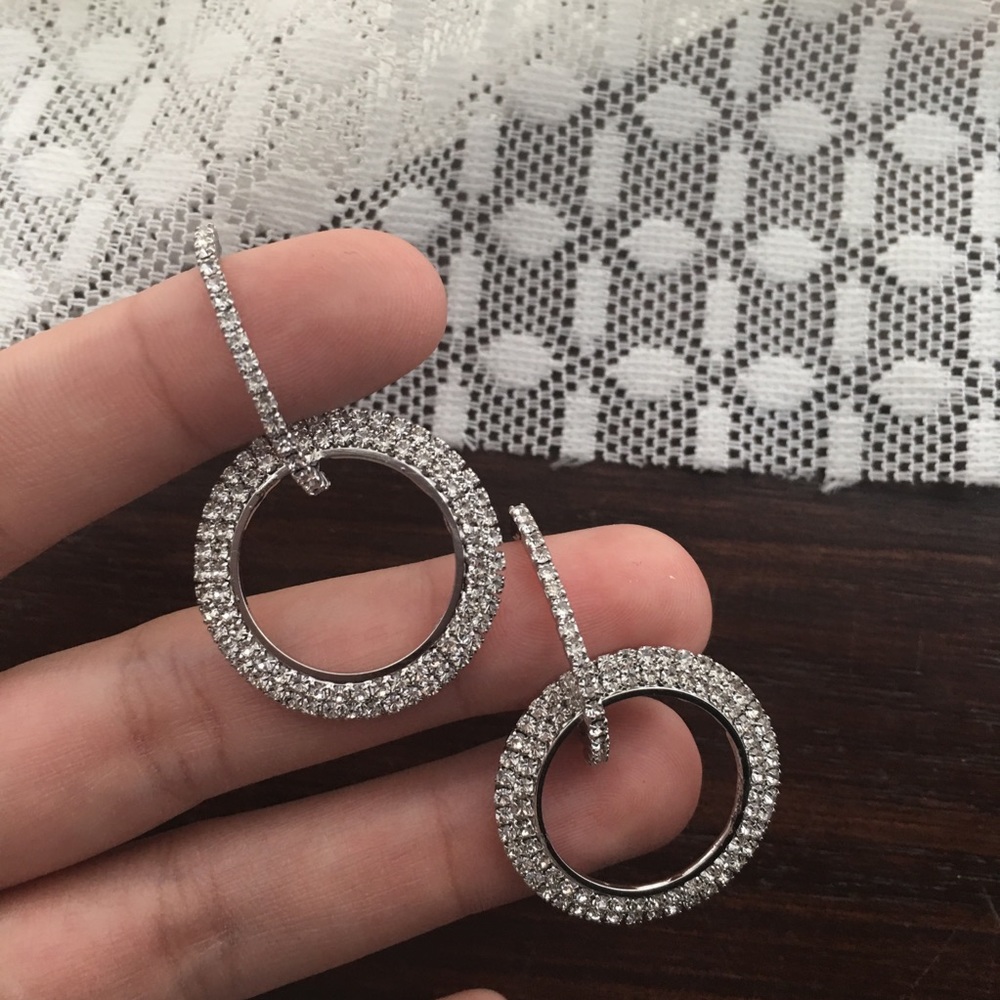 SOLD OUT Crystal Rhinestone Hoop Earrings - Picture 6 of 8